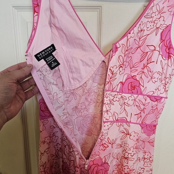 Vintage Y2K New York & Company Empire Waste Cottagecore Floral Vneck Dress - Picture 3 of 7